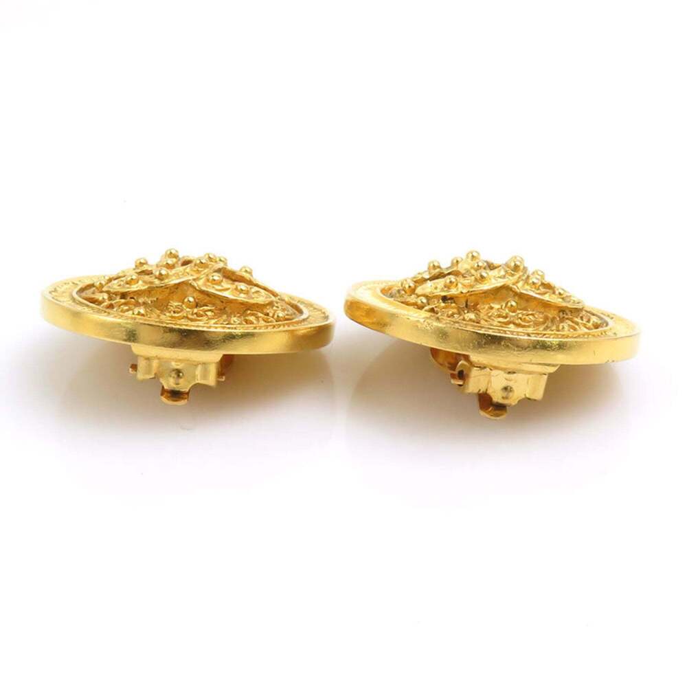 CHANEL Authentic Gold Logo Earrings - Picture 7 of 13